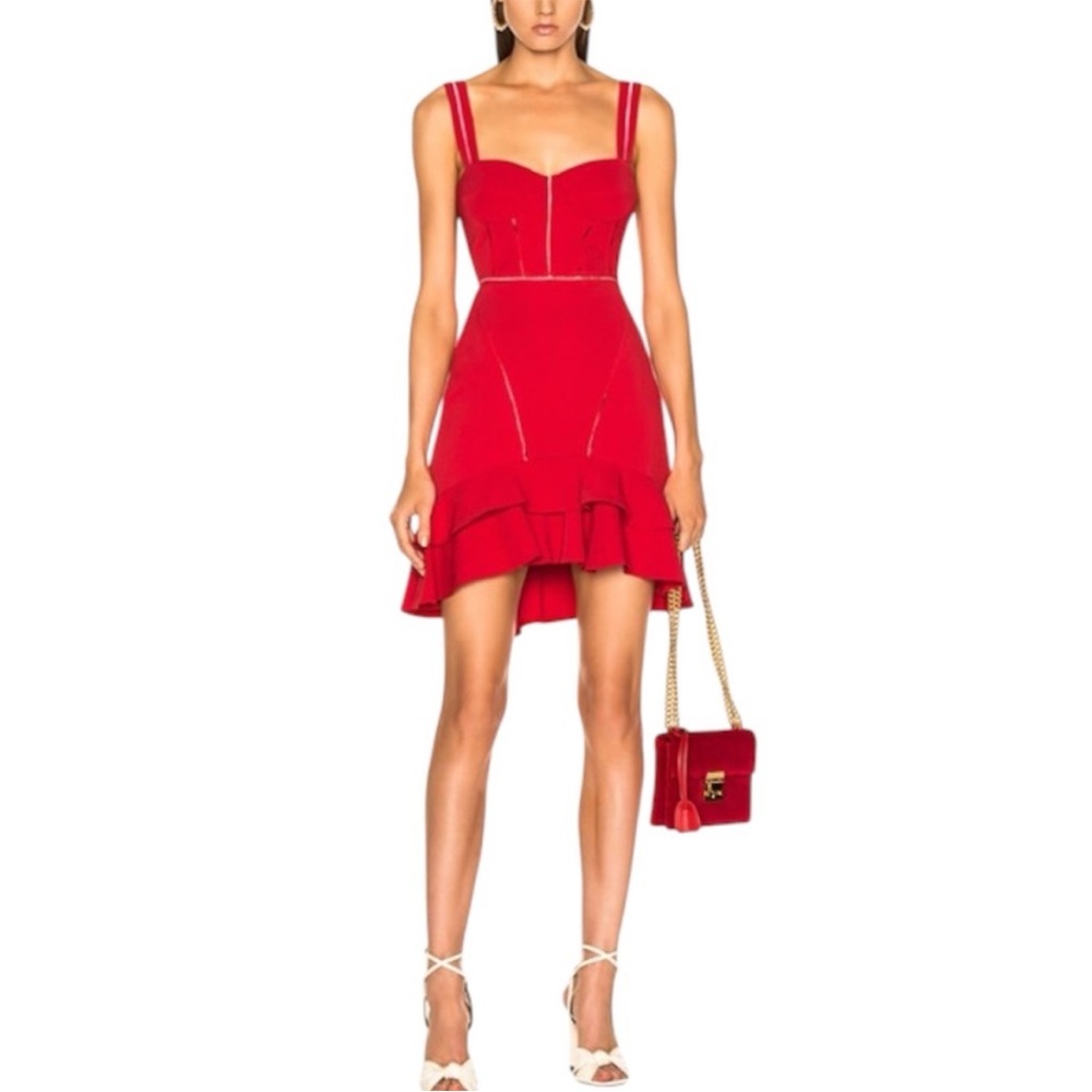 Jonathan Simkhai Crepe Combo Mini Ruffle Dress